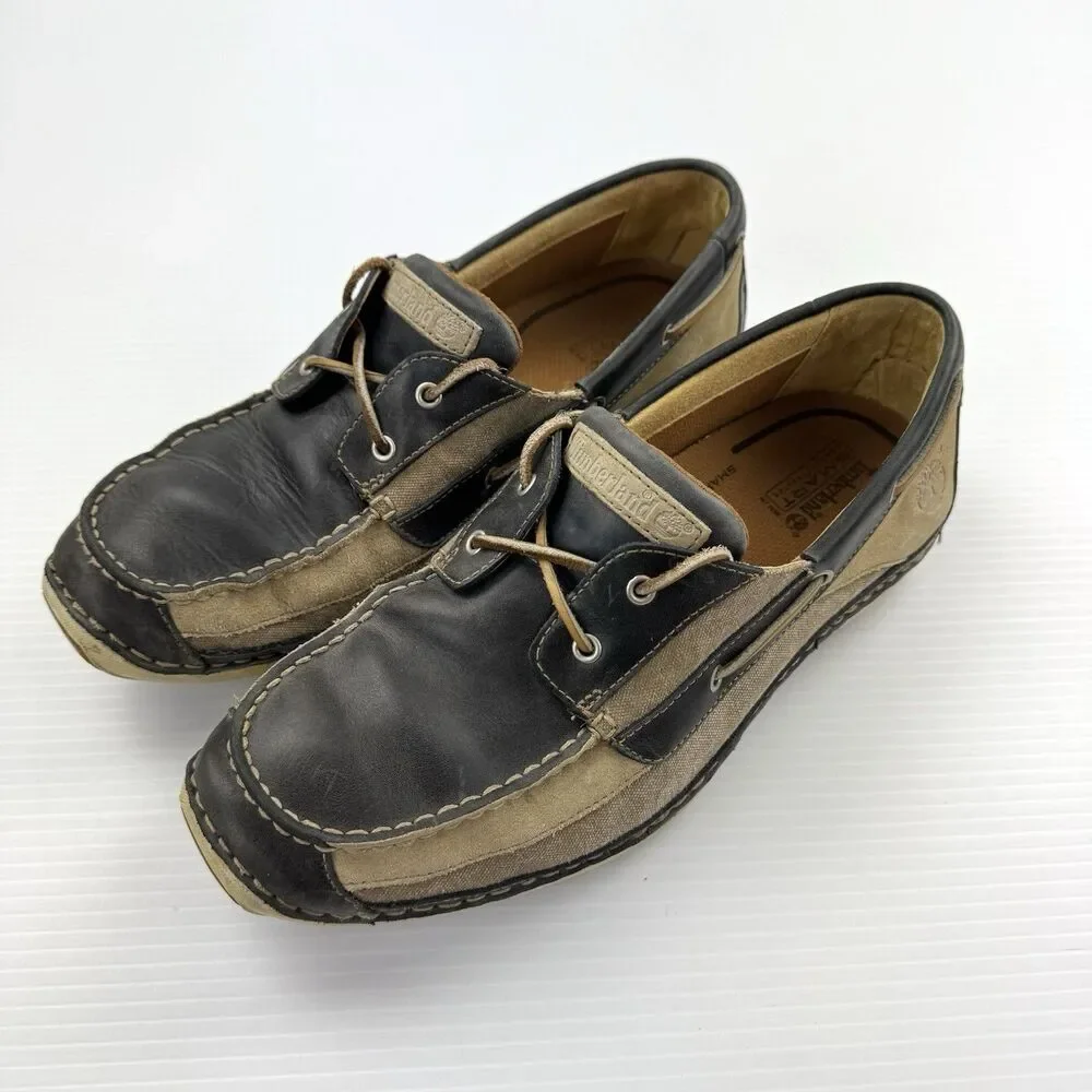 Timberland Men’s Annapolis 2I Leather Boat Shoes Blue Size 12 M Moc Toe